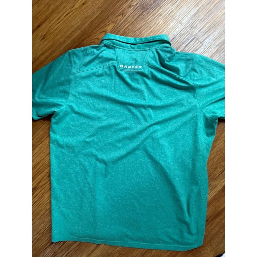 Oakley Mens‎ XL Green Golf Polo Shirt Short Sleeve Center Logo - Picture 4 of 5